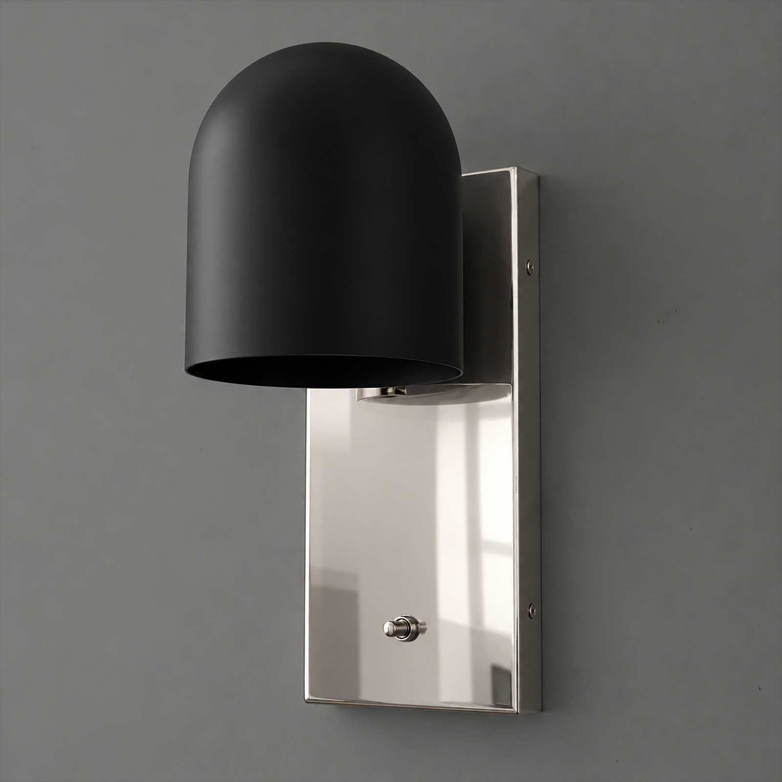 SCONCE MODEL NO. 6029 in Polished Nickel with Black shade color