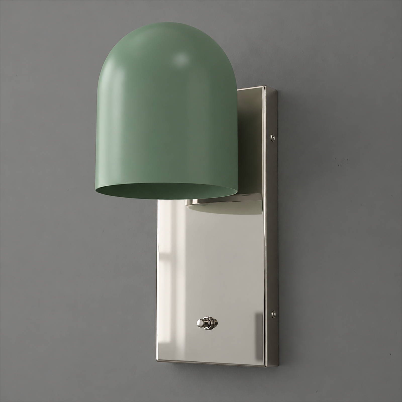 SCONCE MODEL NO. 6029 in Polished Nickel with Green shade color