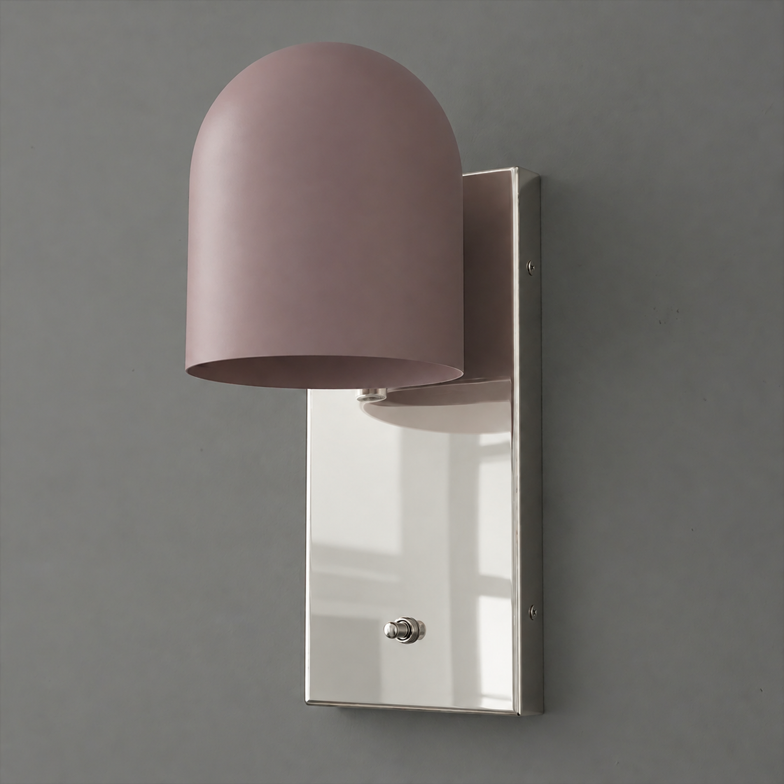 SCONCE MODEL NO. 6029 in Polished Nickel with Mauve shade color