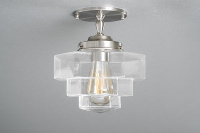 Ornate Lighting - Clear Glass Shade - Semi Flush Mount - Ceiling Light - Light Fixture - Model No. 9326