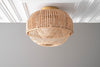 Rattan Basket Light - Bamboo Trap Basket - Natural Fiber Ceiling Light - Unique Lighting - Opal Globe - Boho Model No. 7790