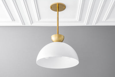 Pendant Lamp - Dome Pendant Light - White Ceiling Light - Brass Pendant Light - Model No. 9047