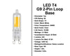 2.3 Watt - 225 Lumens - LED Small T4 G9 Loop Base