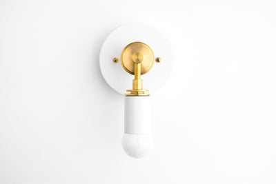 SCONCE MODEL No. 1128-Art Deco Wall Lights with a White/Brass finish. Designed and produced by DECOCREATIONStudio at Peared Creation