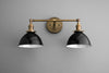 VANITY MODEL No. 7917- Industrial bathroom lighting with a Antique Brass finish. Designed and produced by newwineoldbottles at Peared Creation