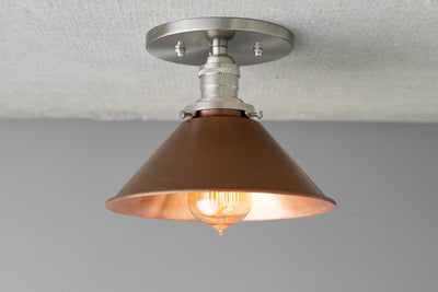 CEILING LIGHT MODEL No. 6296- Industrial Ceiling Lights with a Brushed Nickel finish. Designed and produced by newwineoldbottles at Peared Creation