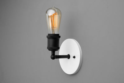 SCONCE MODEL No. 6123- Industrial Wall Lights with a White and Black finish. Designed and produced by newwineoldbottles at Peared Creation