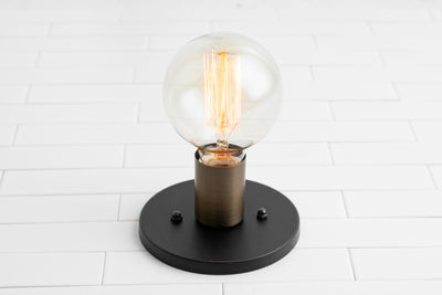 SCONCE MODEL No. 2057- Industrial Wall Lights with a Black/Antique Brass finish. Designed and produced by newwineoldbottles at Peared Creation