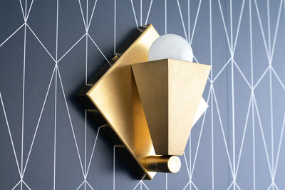 SCONCE MODEL No. 2428-Art Deco Wall Lights with a Raw Brass finish. Designed and produced by DECOCREATIONStudio at Peared Creation