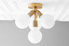 Flush Mount Globe Light - Brass Fixture - White Globe - Ceiling Lights - Flush Mount Light - Globe Fixture - Model No. 7605
