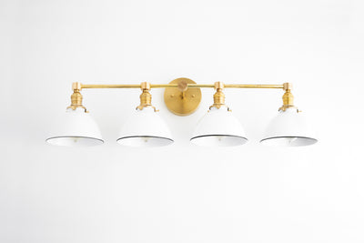 VANITY MODEL No. 5355- Mid Century Modern bathroom lighting with a Raw Brass finish. Designed and produced by MODCREATIONStudio at Peared Creation