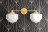 VANITY MODEL No. 9871-Art Deco bathroom lighting with a Raw Brass finish. Designed and produced by DECOCREATIONStudio at Peared Creation