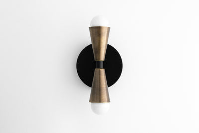 SCONCE MODEL No. 4717- Mid Century Modern Wall Lights with a Black/Antique Brass finish. Designed and produced by MODCREATIONStudio at Peared Creation