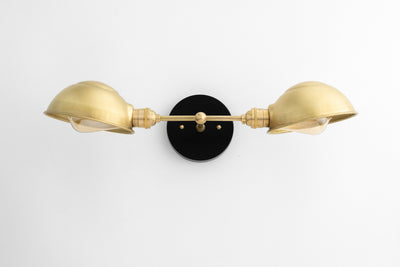 VANITY MODEL No. 5162- Mid Century Modern bathroom lighting with a Black/ Brass finish. Designed and produced by MODCREATIONStudio at Peared Creation