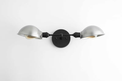 VANITY MODEL No. 5162- Mid Century Modern bathroom lighting with a Black/B.Nickel shade finish. Designed and produced by MODCREATIONStudio at Peared Creation