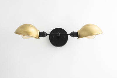 VANITY MODEL No. 5162- Mid Century Modern bathroom lighting with a Black - Brass Shade finish. Designed and produced by MODCREATIONStudio at Peared Creation