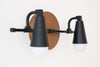 Brushed Nickel Wood Sconce - Oak Finish Lamp - Scandinavian Light - Bathroom Vanity - Model No. 1229