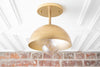 8" Brass Half Dome - Ceiling Light - Minimalist Design - Semi-Flush Fixture - Hanging Lamp - Model No. 7953