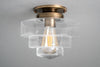 Art Deco - Clear Glass Shade - Art Deco Lighting - Flush Mount Light - Brass Ceiling Light - Deco Light - Light Fixture - Model No. 8273