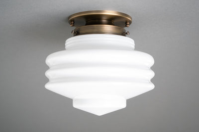 Decorative Ribbed Shade Light - Flush Mount Light - Art Deco - Globe Ceiling Light - Model No. 3980