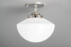 Art Deco - 10" Opal Glass Shade - Semi Flush Mount - Ceiling Light - Pendant Lamp - Model No. 7084