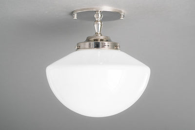 Art Deco - 10" Opal Glass Shade - Semi Flush Mount - Ceiling Light - Pendant Lamp - Model No. 7084