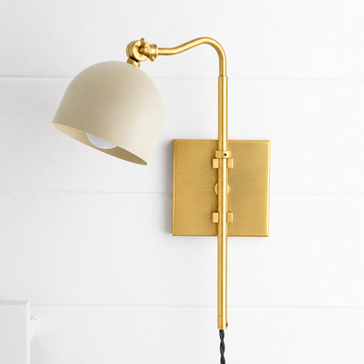 SCONCE MODEL NO. 5025 in Sealed Brass/Cream