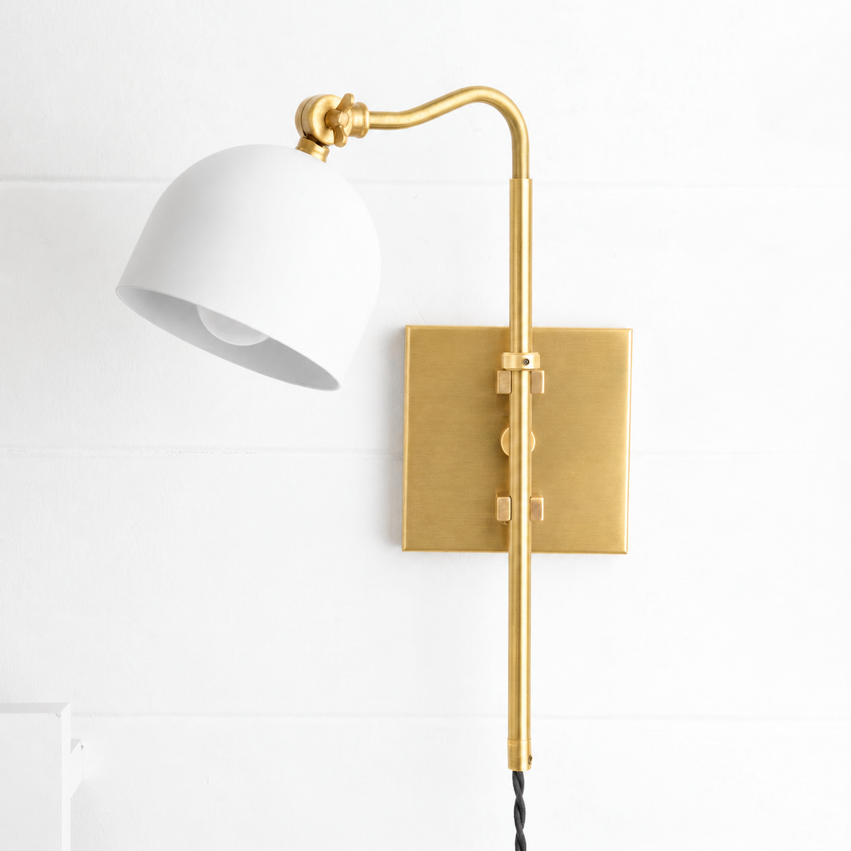 SCONCE MODEL NO. 5025 in Sealed Brass/White