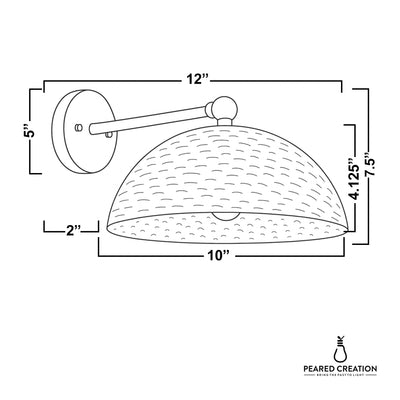 Wall sconce with dome-shaped perforated metal shade, extending 12 inches from wall, 10-inch wide shade. - SCONCE MODEL NO. 3164