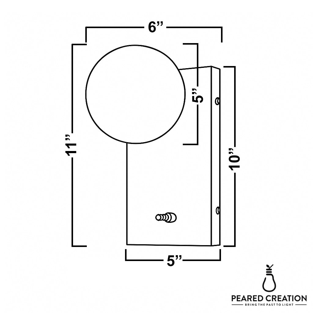 Minimalist wall sconce with a round globe shade and rectangular backplate in a sleek geometric design. - Sconce Model No. 2196
