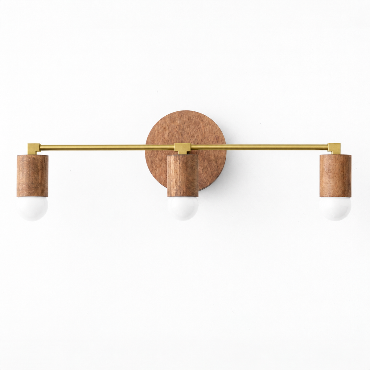 VANITY LIGHT MODEL NO. 4446 in Oak/R.Brass/Oak or Oak/S.Brass/Oak