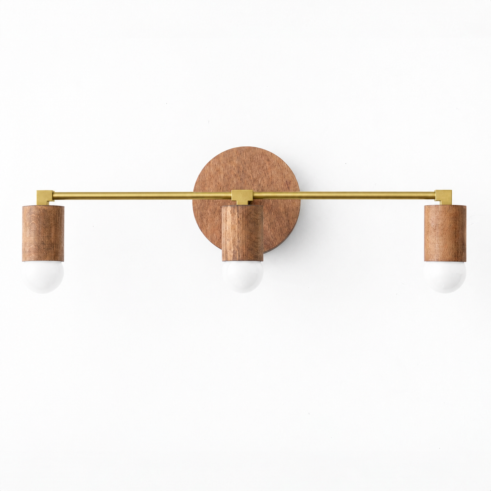 VANITY LIGHT MODEL NO. 4446 in Oak/R.Brass/Oak or Oak/S.Brass/Oak