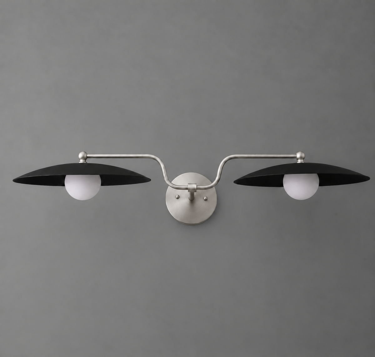 VANITY LIGHT MODEL NO. 1110 in Brushed Nickel with Black shade