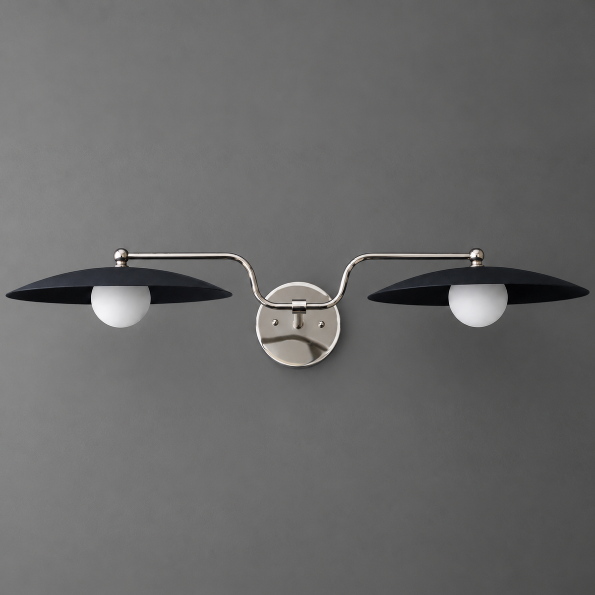 VANITY LIGHT MODEL NO. 1110 in Polished Nickel with Black shade