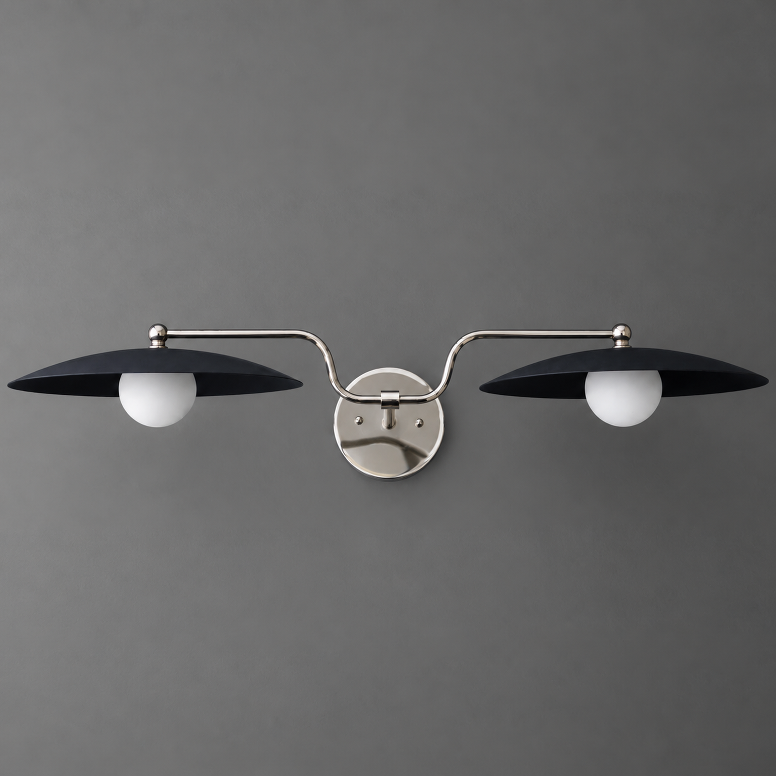VANITY LIGHT MODEL NO. 1110 in Polished Nickel with Black shade