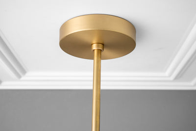 Raw brass ceiling canopy and rod for chandelier with smooth matte finish. - CHANDELIER MODEL NO. 2136