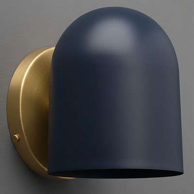 Wall-mounted sconce with antique brass base and smooth matte coal blue dome shade. - SCONCE MODEL NO. 2424