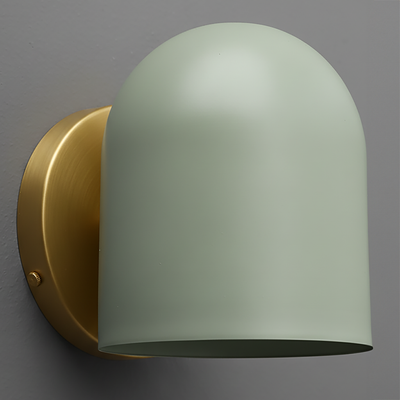 Wall sconce with matte sage green dome shade and antique brass mount. - SCONCE MODEL NO. 2424