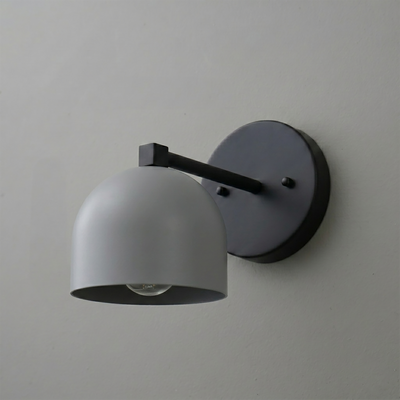 Matte gray metal wall sconce with dome-shaped shade and round backplate, modern minimalist design. - SCONCE MODEL NO. 3622