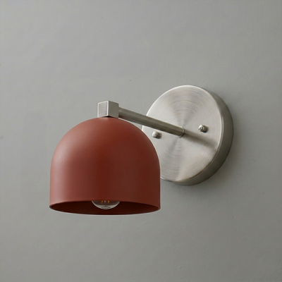 Wall-mounted sconce with a matte terracotta dome-shaped shade and brushed nickel arm and round base plate. - SCONCE MODEL NO. 3622