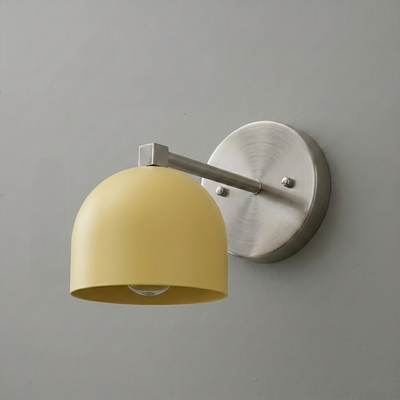 Wall-mounted sconce with matte yellow dome shade and brushed nickel arm and round base. - SCONCE MODEL NO. 3622