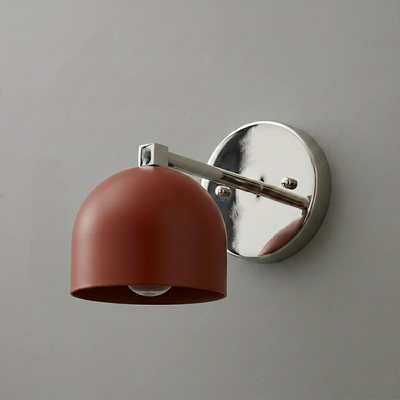 Single-bulb wall sconce with matte terracotta dome shade and polished chrome mount and arm. - SCONCE MODEL NO. 3622