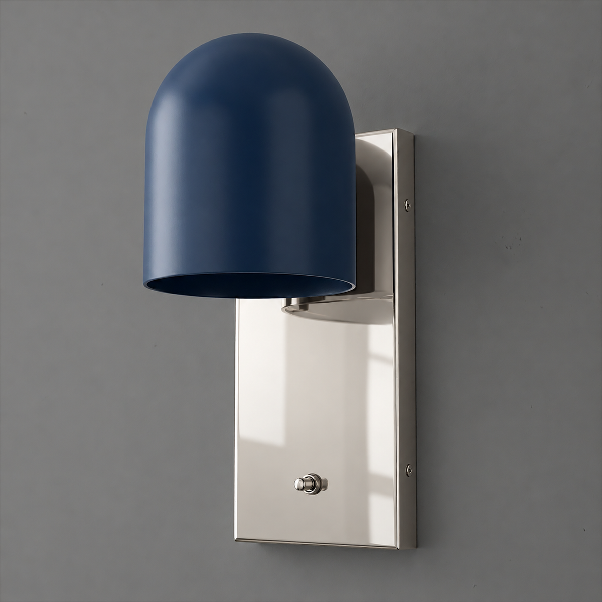 SCONCE MODEL NO. 6029 in Polished Nickel with Coal Blue shade color