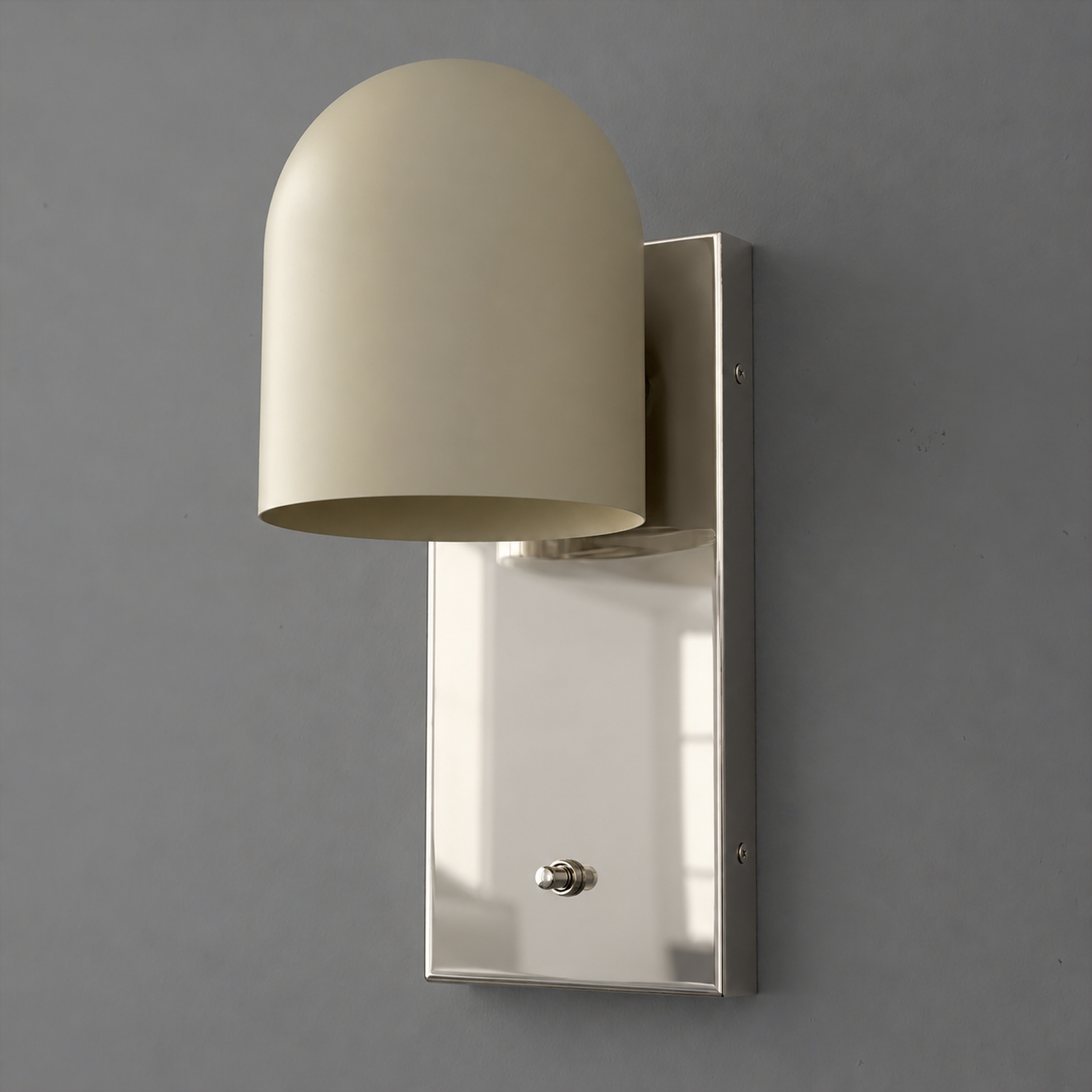 SCONCE MODEL NO. 6029 in Polished Nickel with Cream shade color