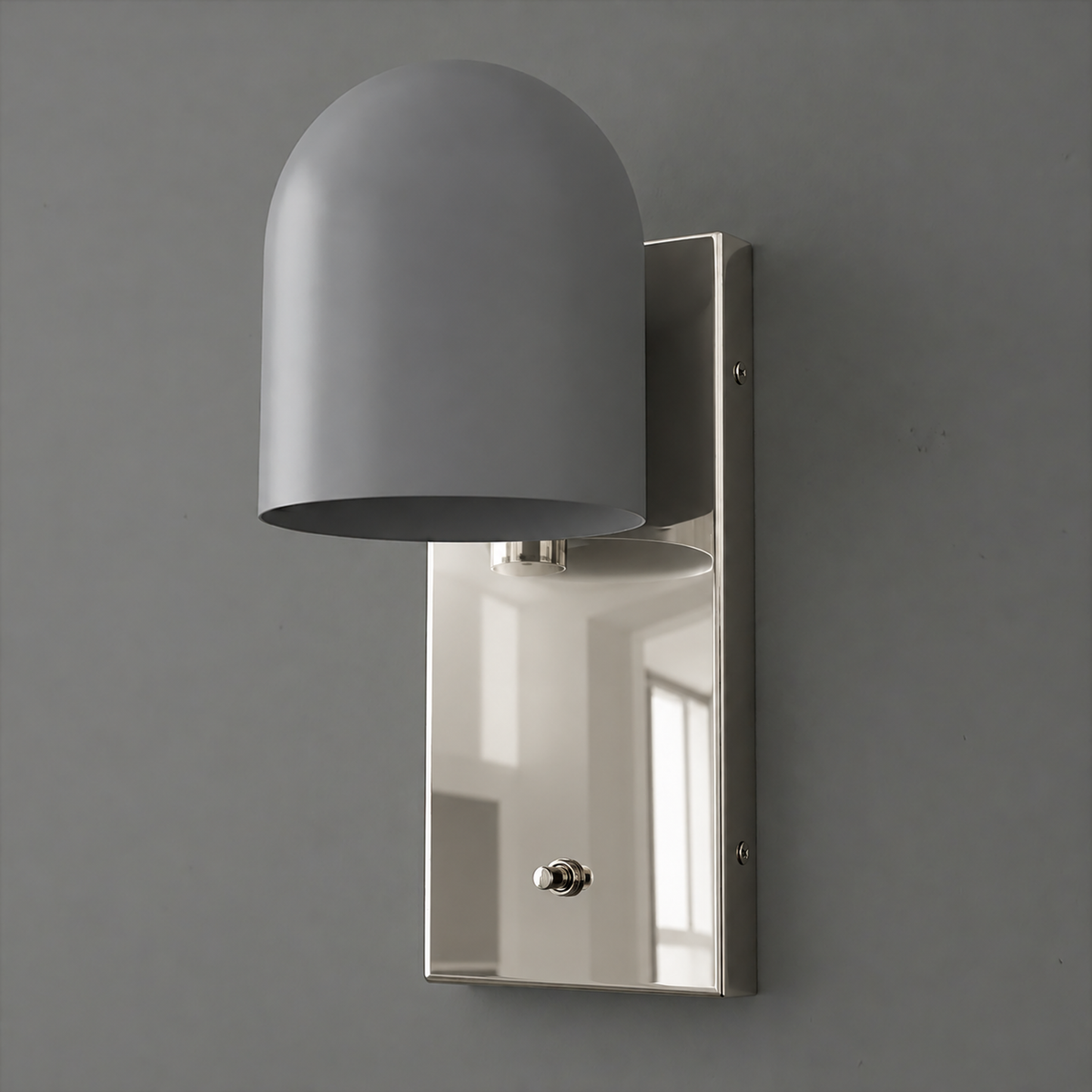 SCONCE MODEL NO. 6029 in Polished Nickel with Gray shade color