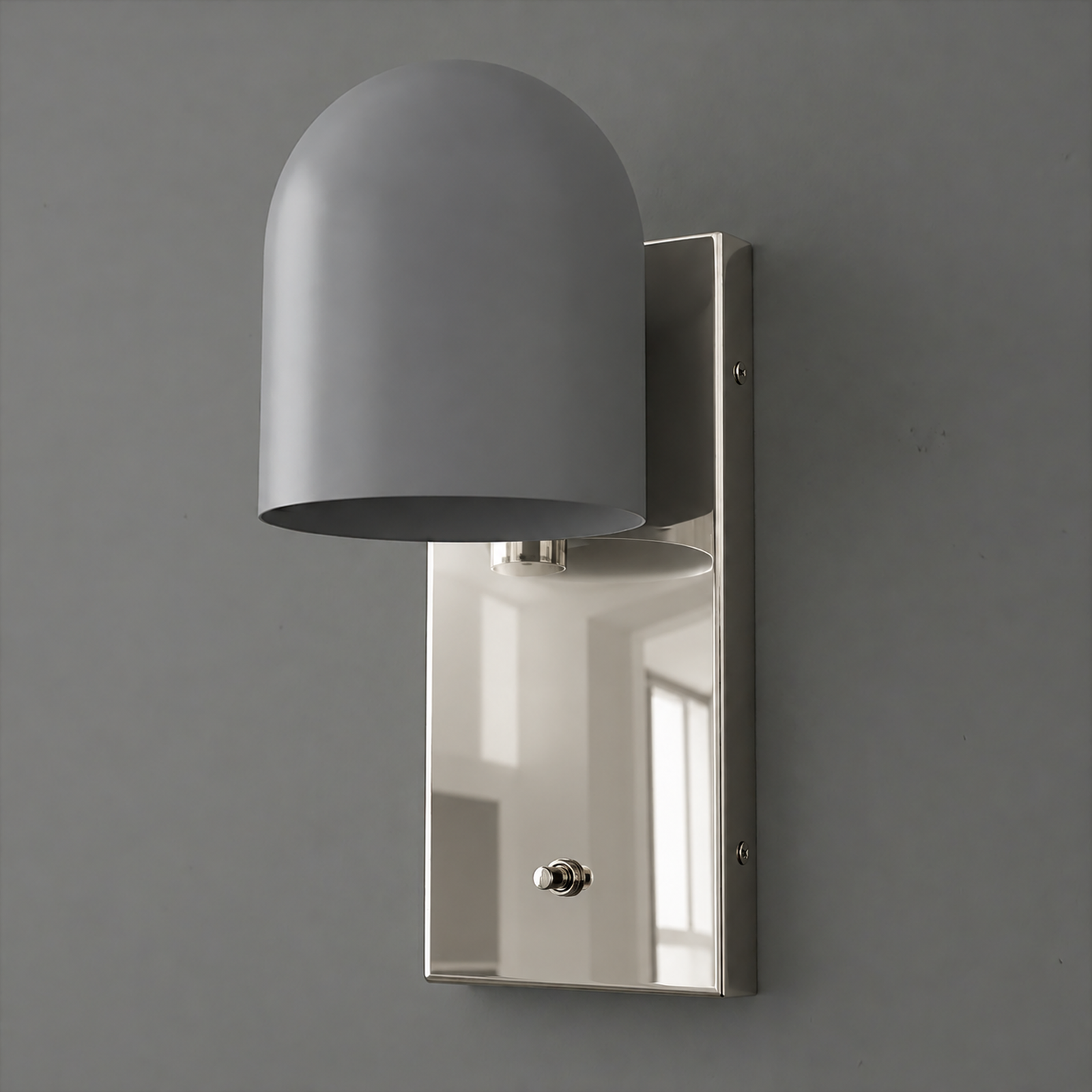 SCONCE MODEL NO. 6029 in Polished Nickel with Gray shade color