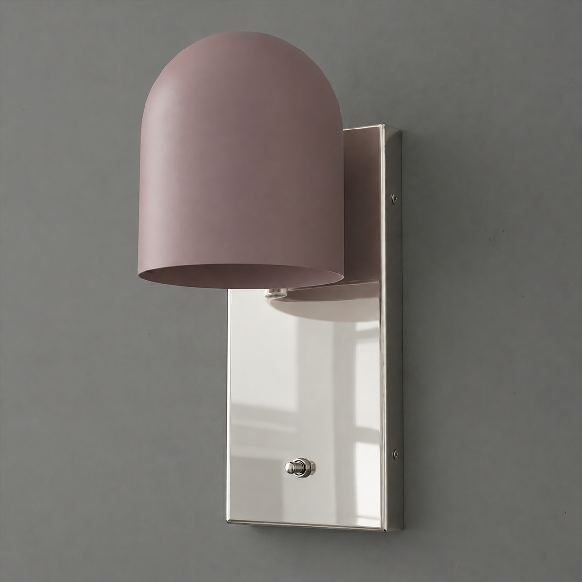 SCONCE MODEL NO. 6029 in Polished Nickel with Mauve shade color