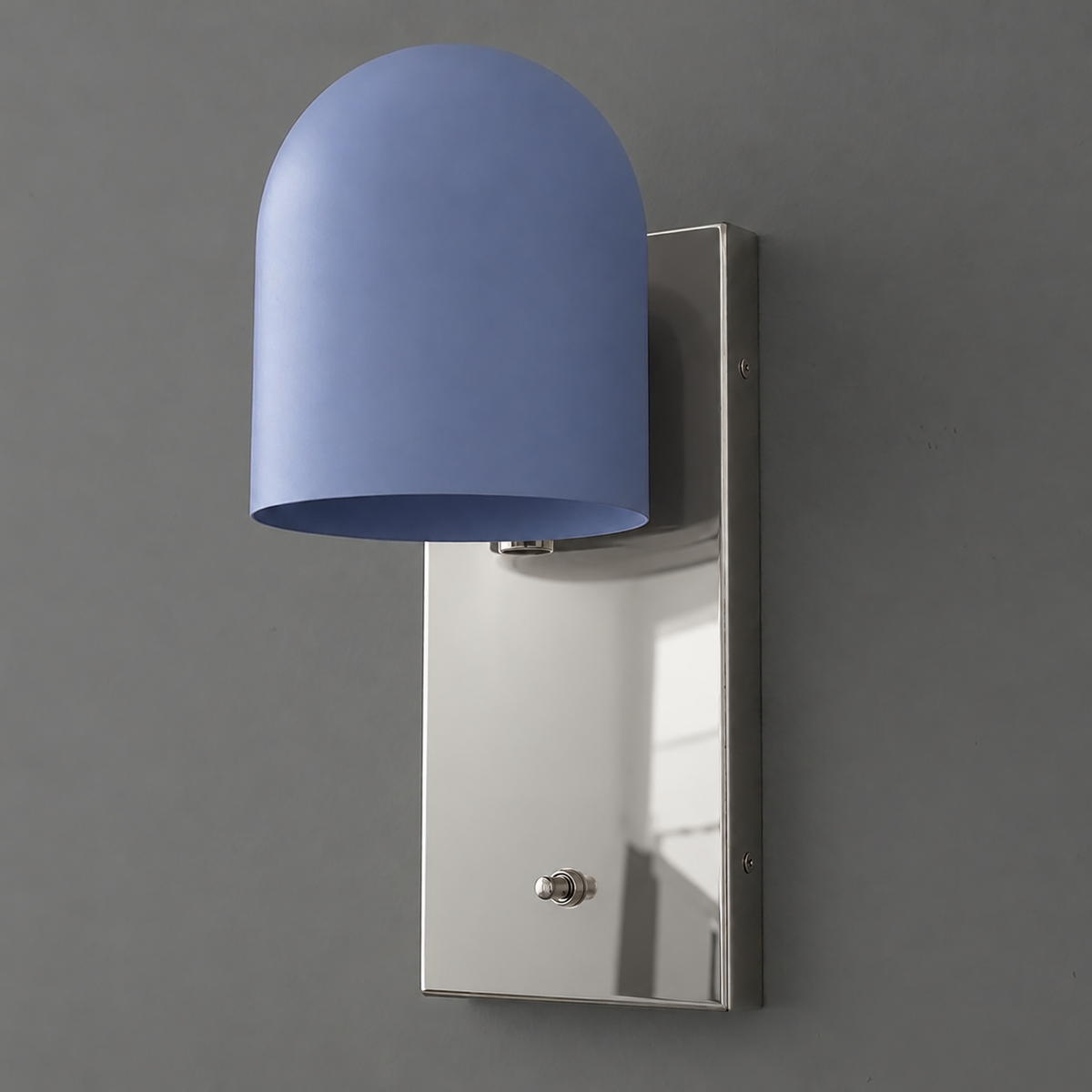 SCONCE MODEL NO. 6029 in Polished Nickel with Periwinkle shade color