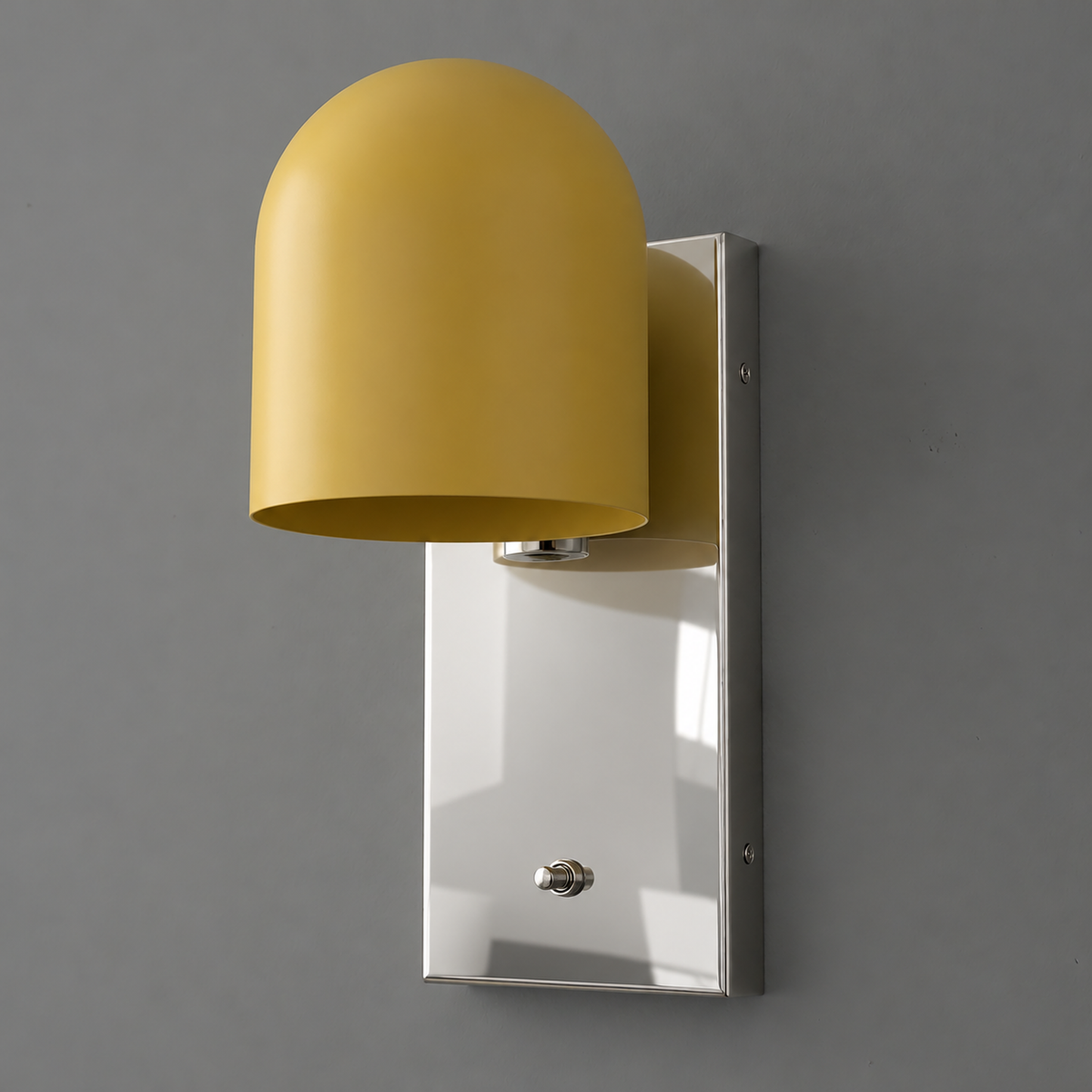 SCONCE MODEL NO. 6029 in Polished Nickel with Yellow shade color