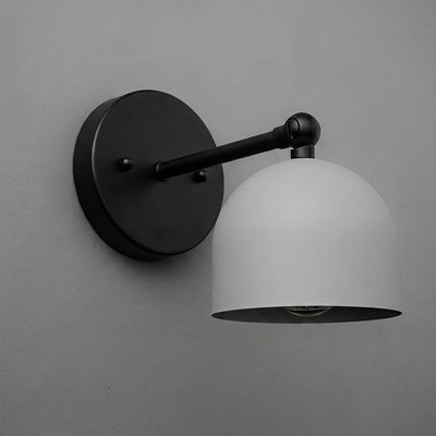 Matte black metal wall sconce with a smooth dome-shaped white shade and single bulb design. - SCONCE MODEL NO. 5103